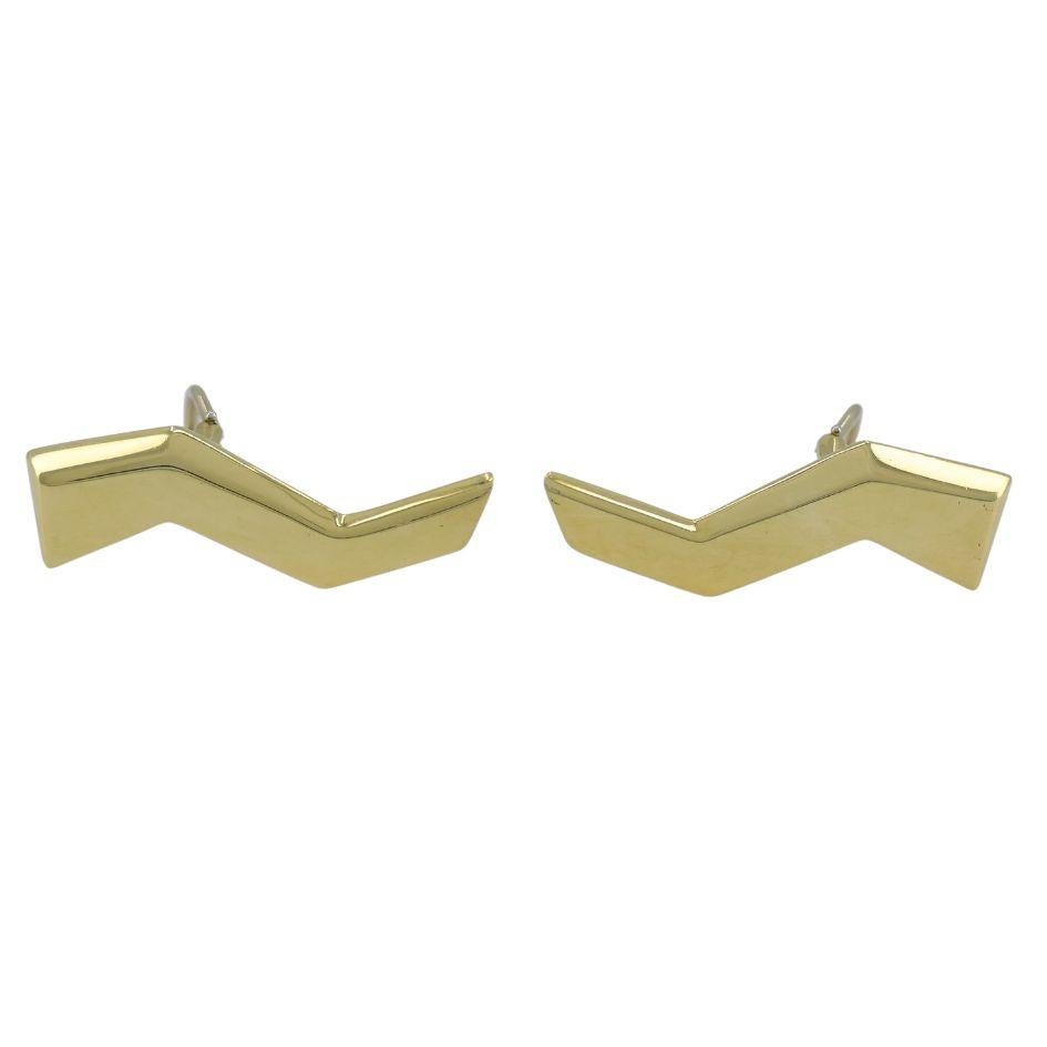 Vintage Paloma Picasso Tiffany & Co. 18k Gold Lightning Bolt Earrings For Sale 1
