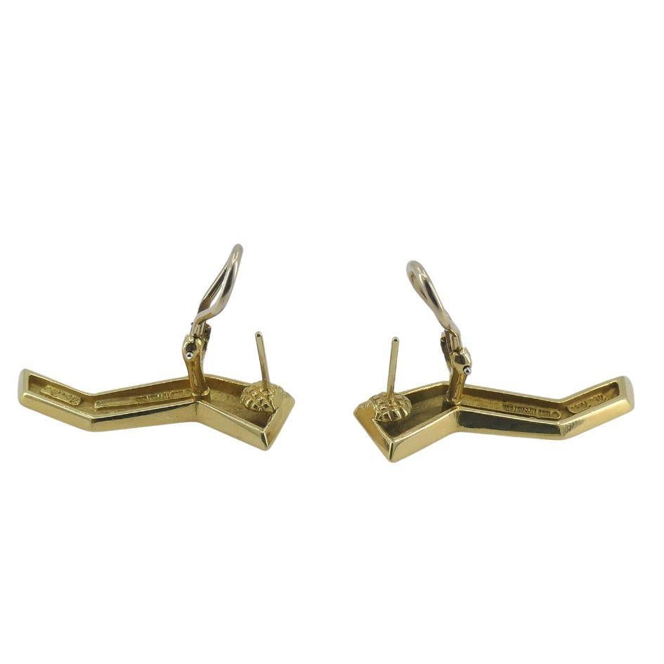 Vintage Paloma Picasso Tiffany & Co. 18k Gold Lightning Bolt Earrings For Sale 2