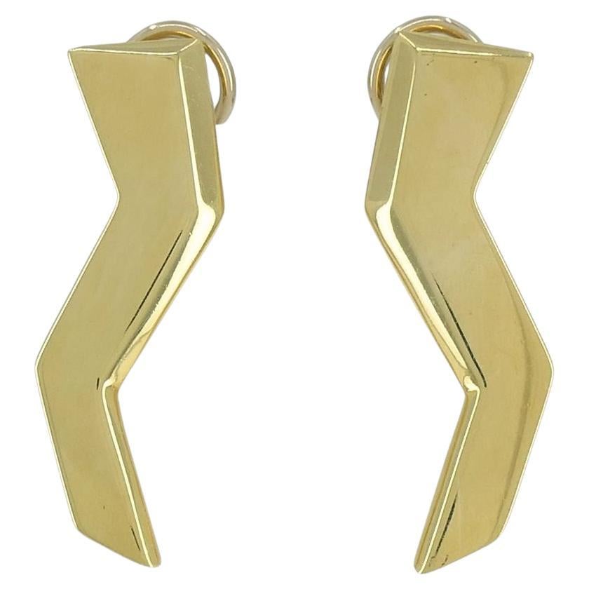 Vintage Paloma Picasso Tiffany & Co. 18k Gold Lightning Bolt Earrings For Sale