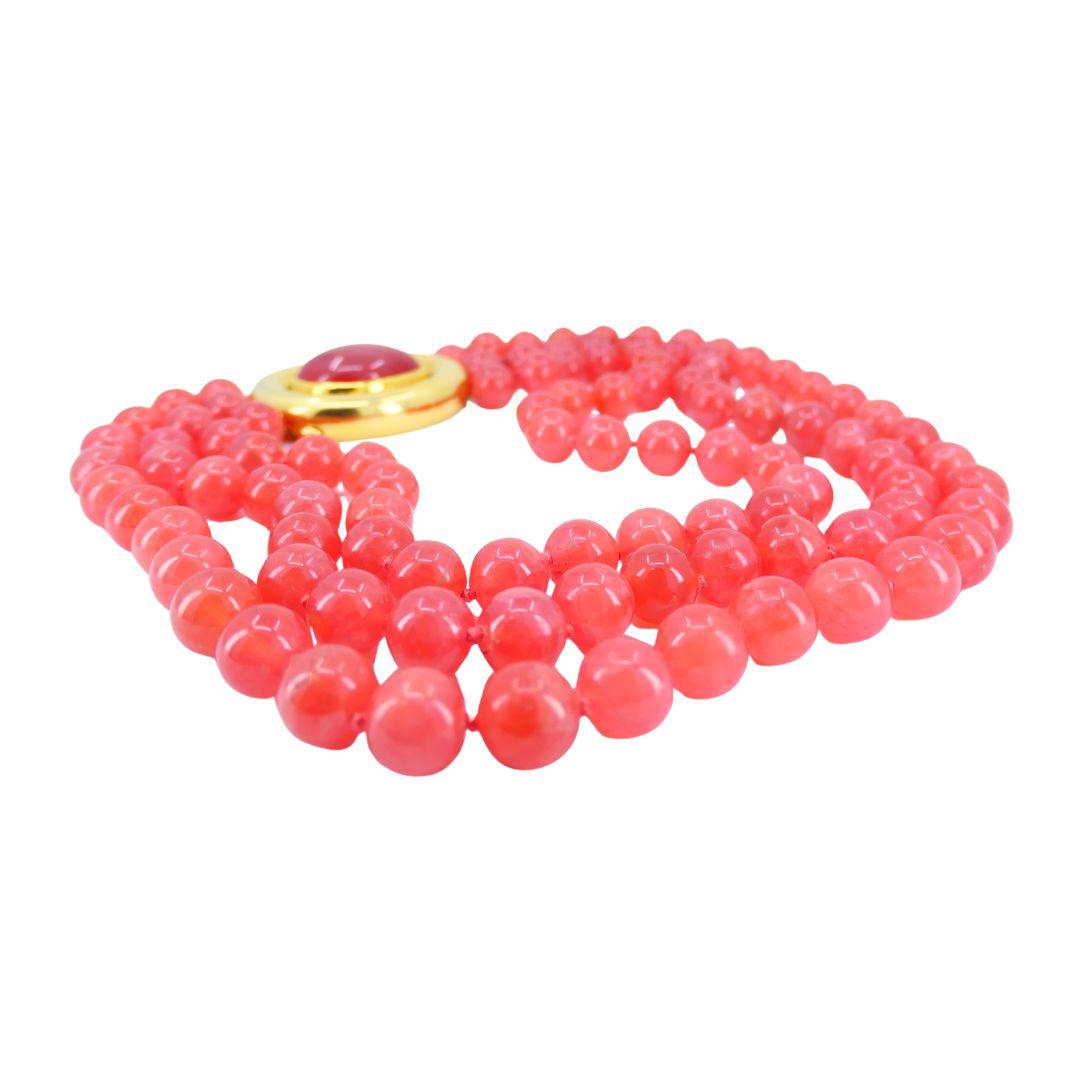 Paloma Picasso for Tiffany & Co. d'epoca, collana di perline con rodocrosite rosa in oro 18 carati in vendita 5