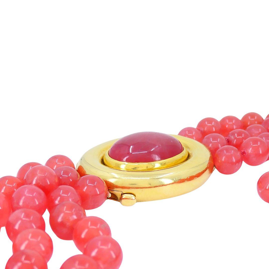 Paloma Picasso for Tiffany & Co. d'epoca, collana di perline con rodocrosite rosa in oro 18 carati in vendita 6