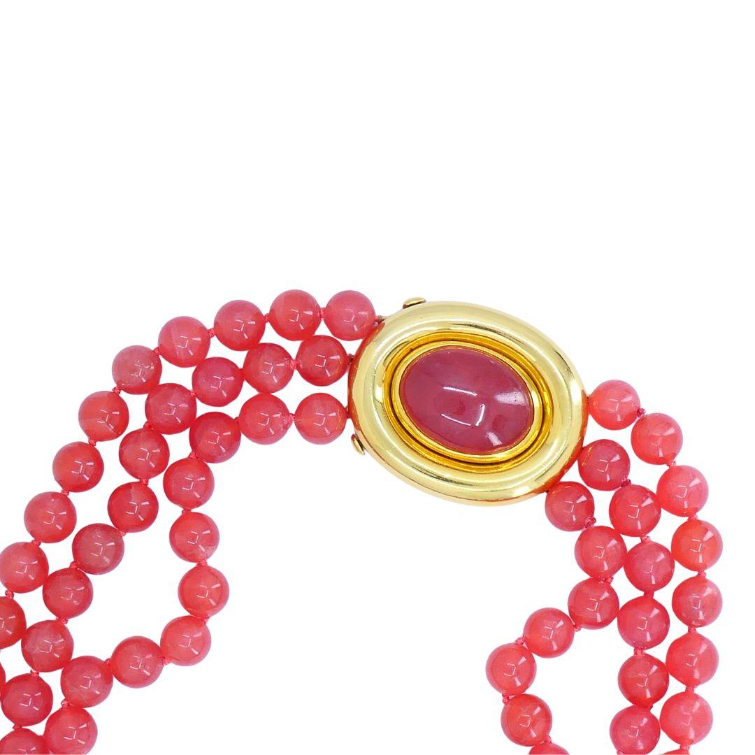Donna Paloma Picasso for Tiffany & Co. d'epoca, collana di perline con rodocrosite rosa in oro 18 carati in vendita