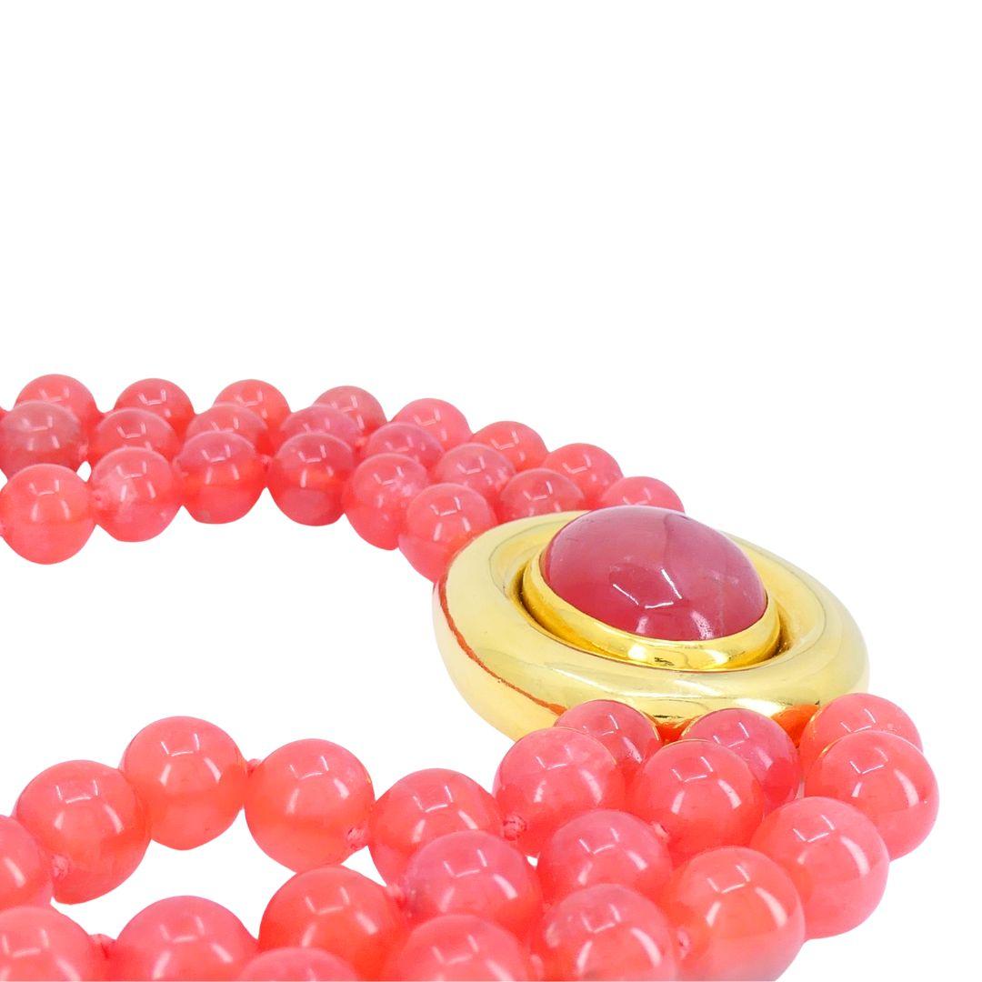 Paloma Picasso for Tiffany & Co. d'epoca, collana di perline con rodocrosite rosa in oro 18 carati in vendita 1