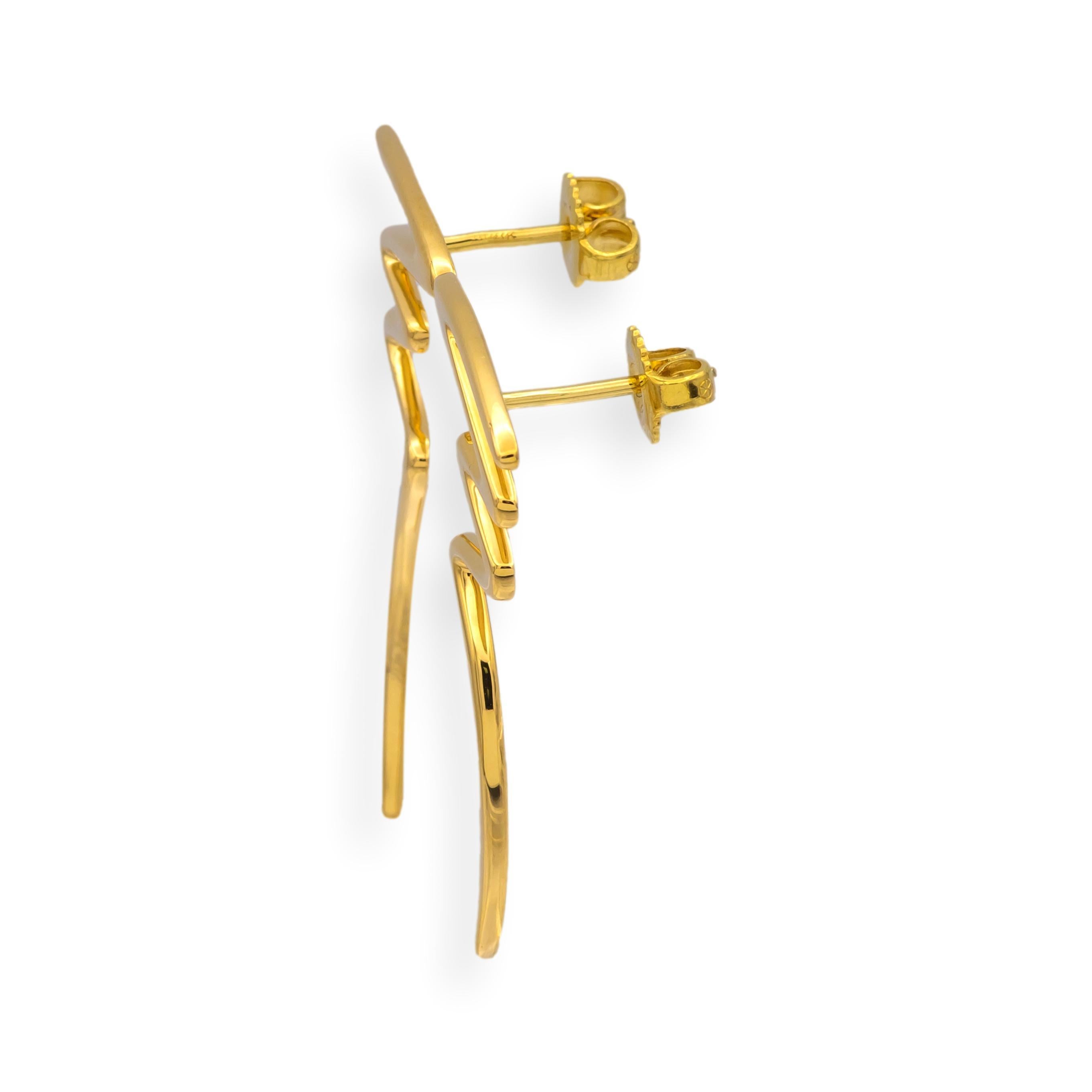 Vintage Paloma Picasso Tiffany & Co. 18K Gelbgold Scribble Zig Zag Ohrringe im Zustand „Gut“ im Angebot in New York, NY