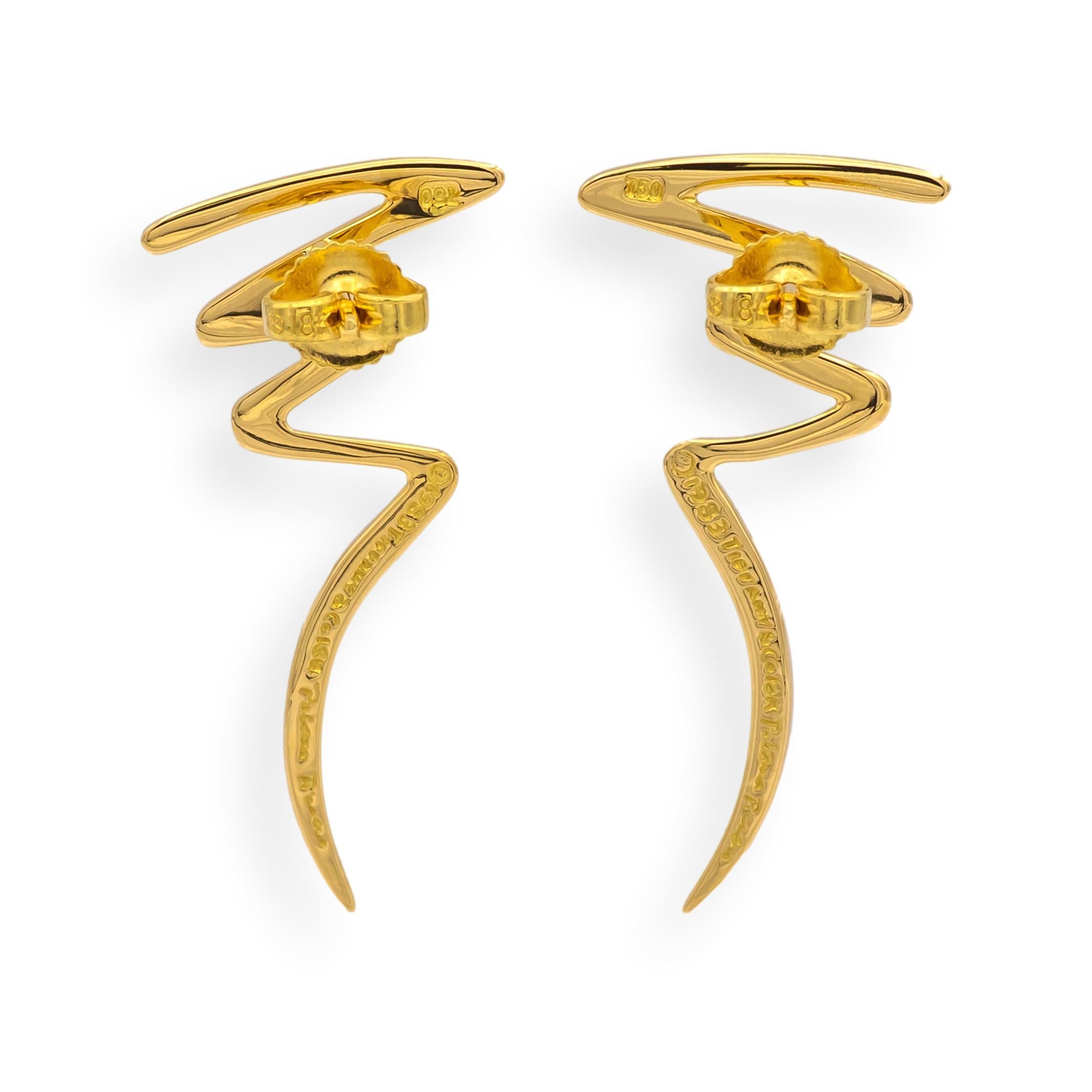 Vintage Paloma Picasso Tiffany & Co. 18K Gelbgold Scribble Zig Zag Ohrringe Damen im Angebot