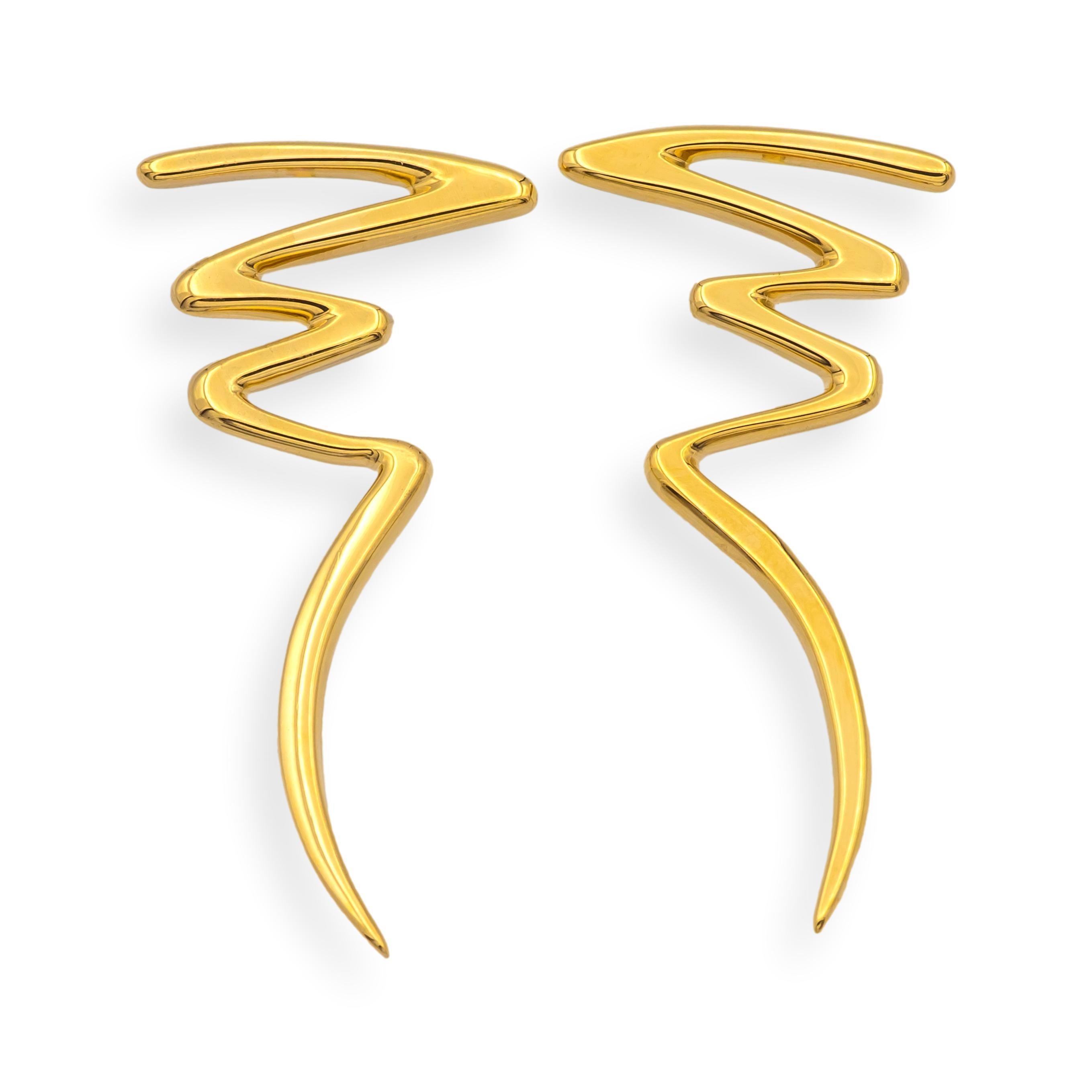 Vintage Paloma Picasso Tiffany & Co. 18K Gelbgold Scribble Zig Zag Ohrringe im Angebot 1