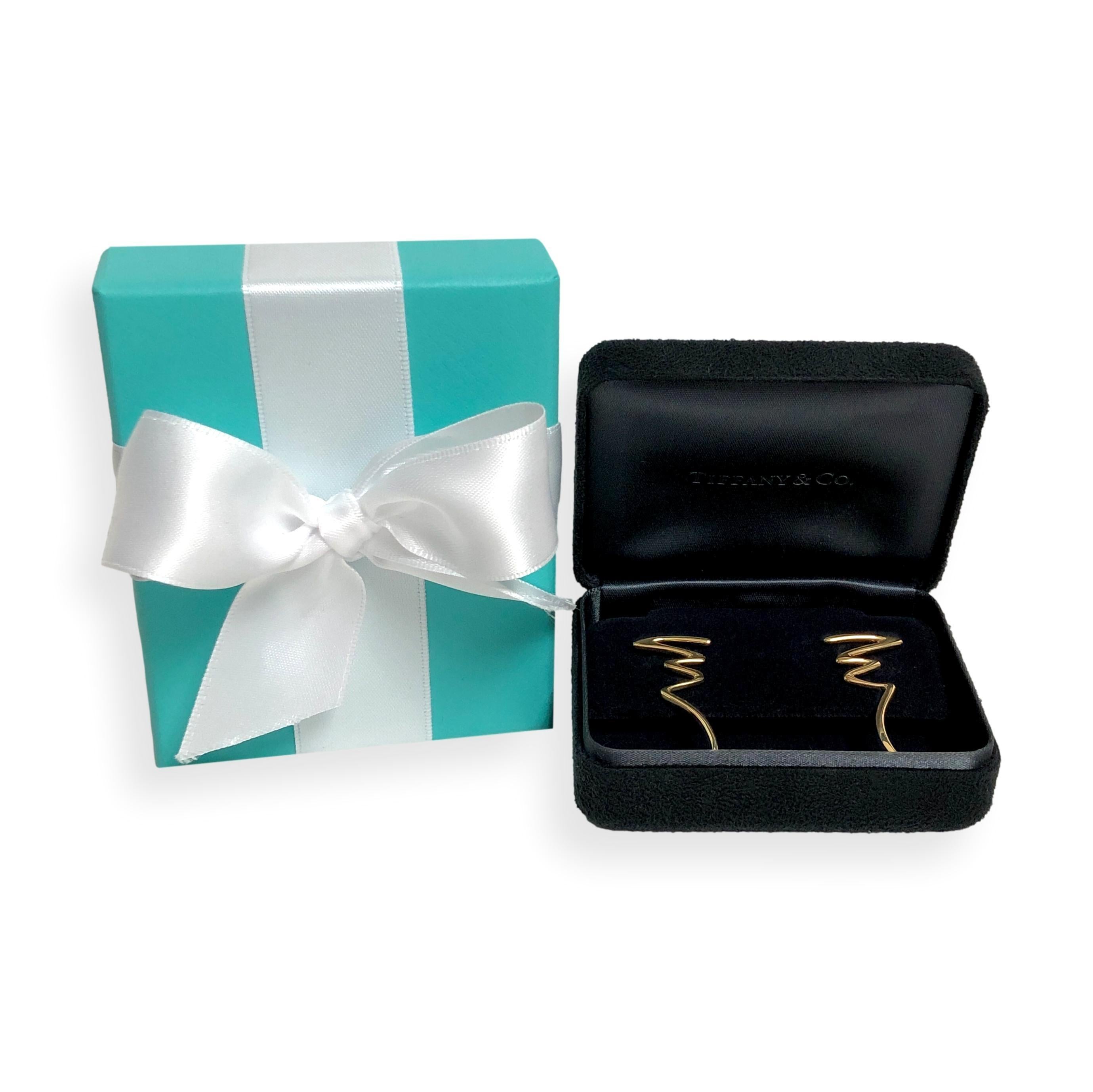 Vintage Paloma Picasso Tiffany & Co. 18K Gelbgold Scribble Zig Zag Ohrringe im Angebot 4