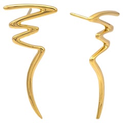 Vintage Paloma Picasso Tiffany & Co. 18K Yellow Gold Scribble Zig Zag Earrings