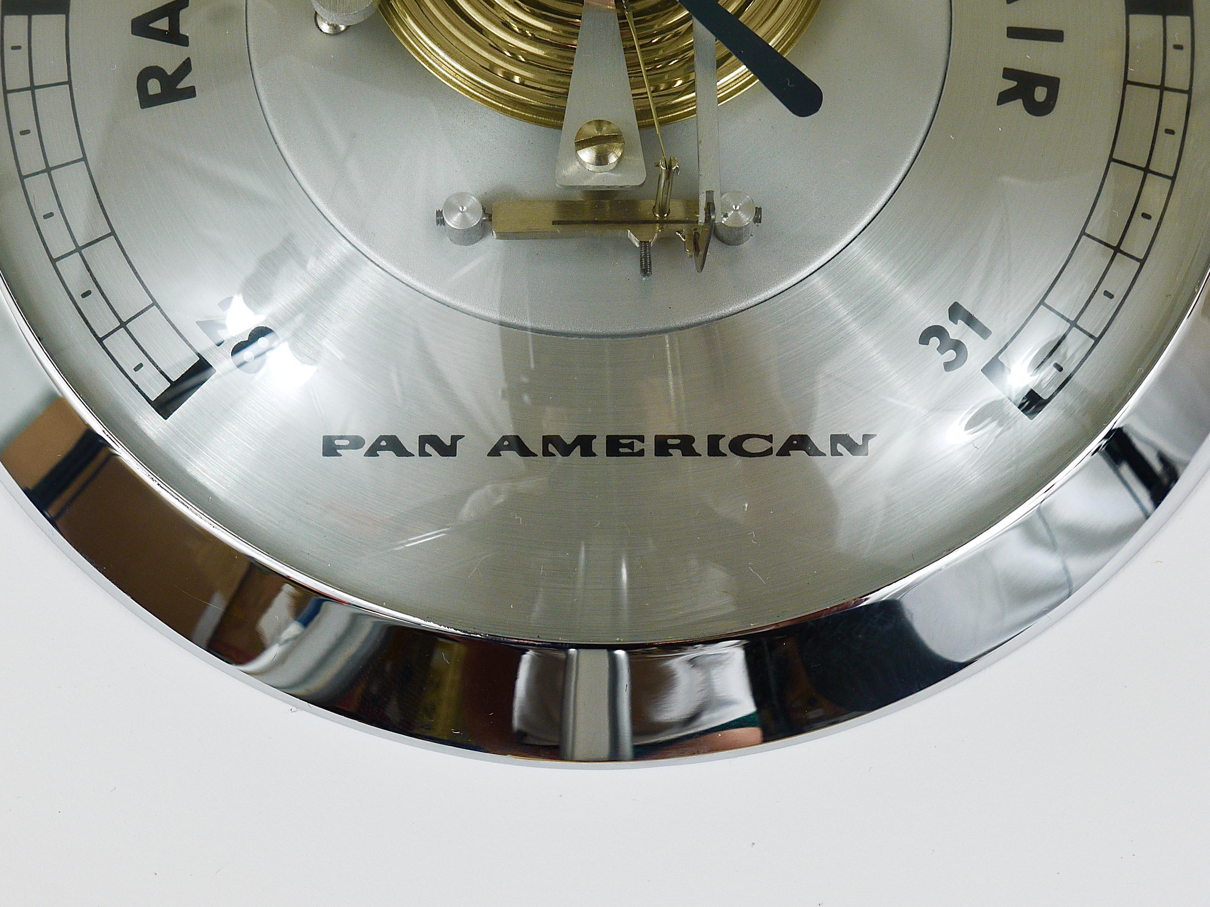Metal Vintage Pan Am Pan American World Airways Advertising Wall Barometer, 1960s For Sale