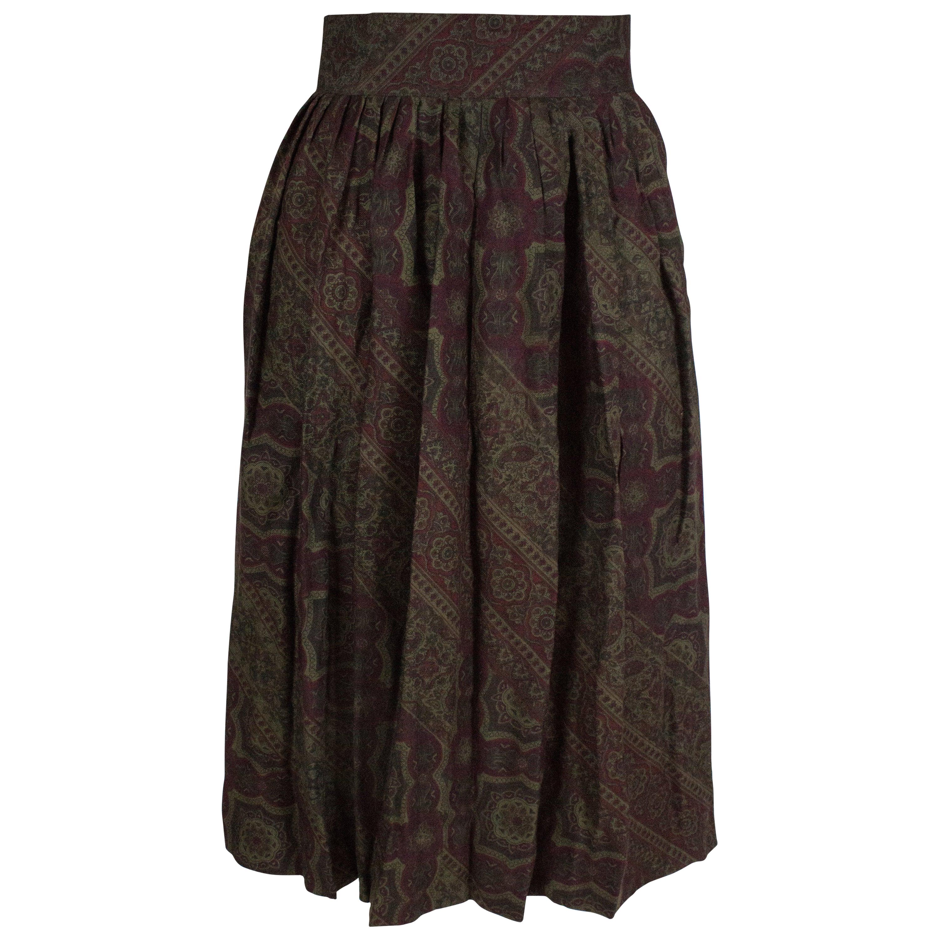 Vintage Pancaldi  Paisley Wool and Silk Skirt For Sale