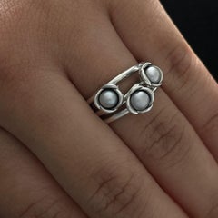 Vintage Pandora Sterling Silver Triple Pearl Ring 6 Grams