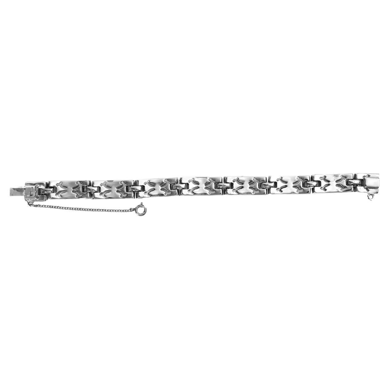 Modern Vintage Panetta Art Deco Diamante Bracelet, circa 1960s For Sale