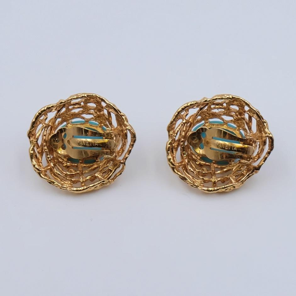 Vintage Panetta Earrings 1960's Faux Turquoise In Good Condition In Austin, TX