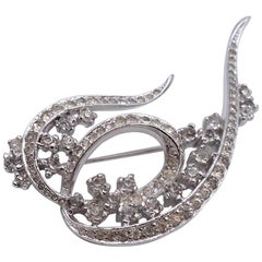 Vintage Panetta Faux Diamonds Platinum Style Brooch