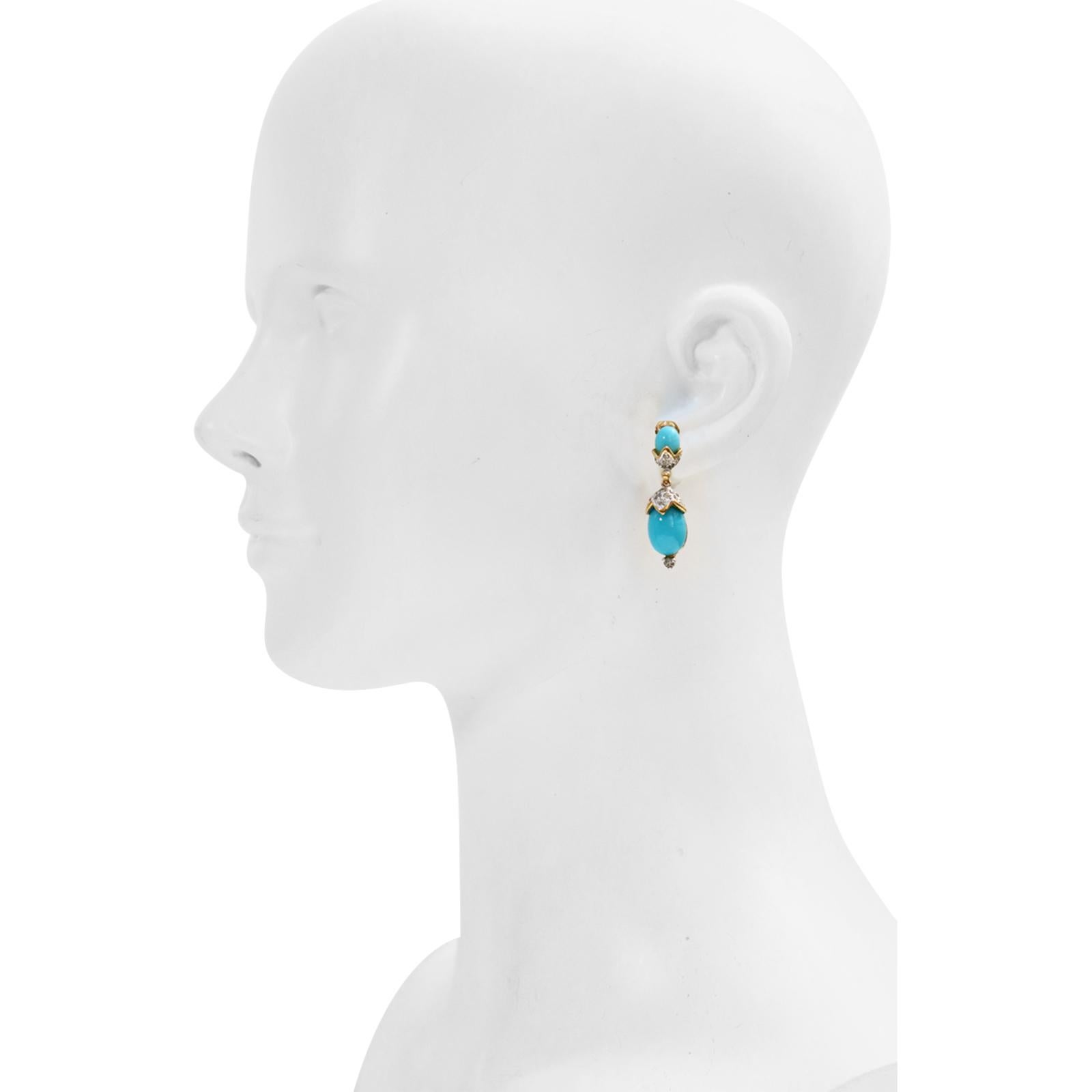 Vintage Panetta Faux Turquoise Dangling Earrings Circa 1980s For Sale 4