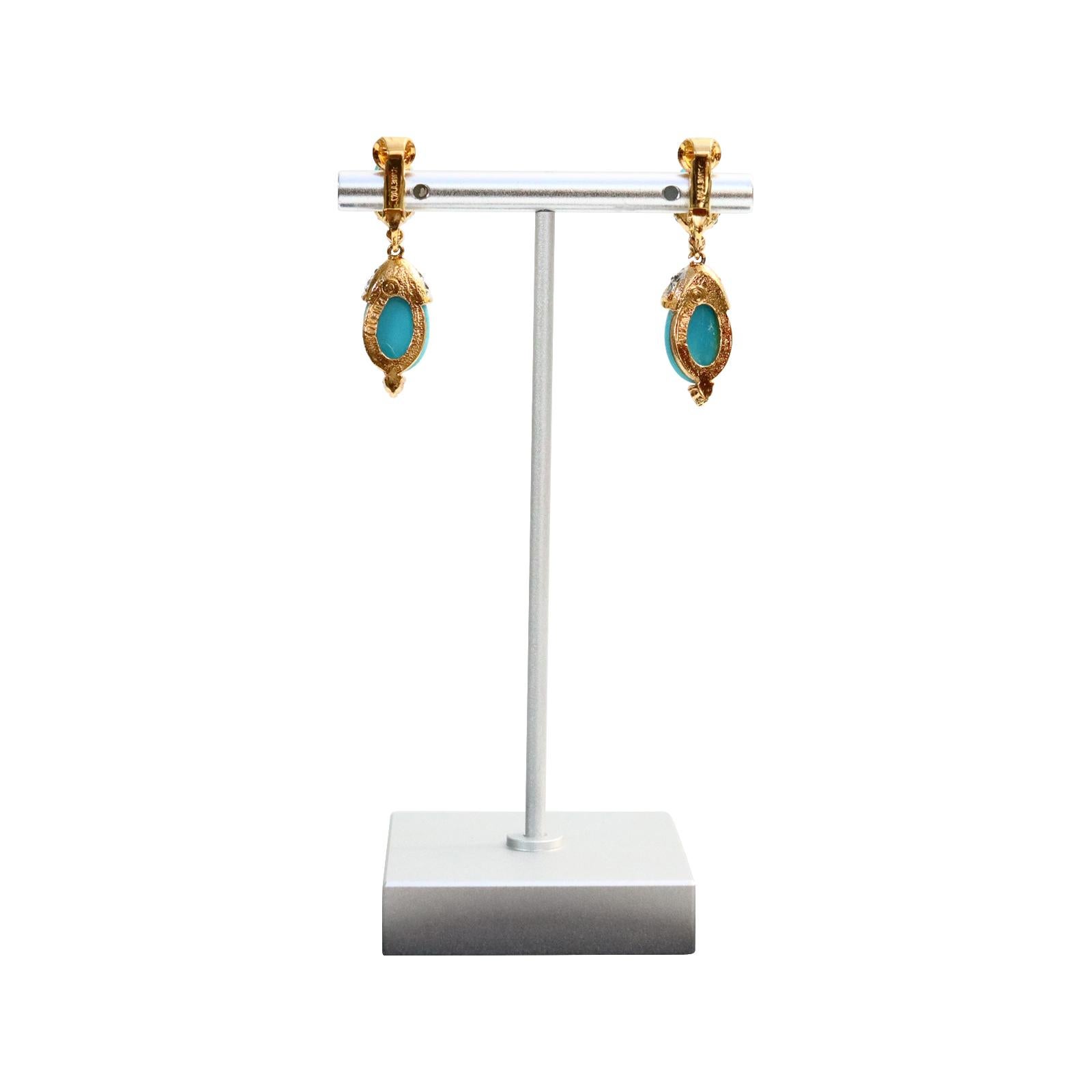 Vintage Panetta Faux Turquoise Dangling Earrings Circa 1980s For Sale 2