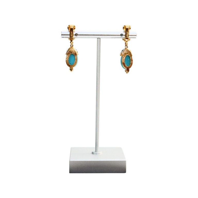 Vintage Panetta Faux Turquoise Dangling Earrings Circa 1980s For Sale 3