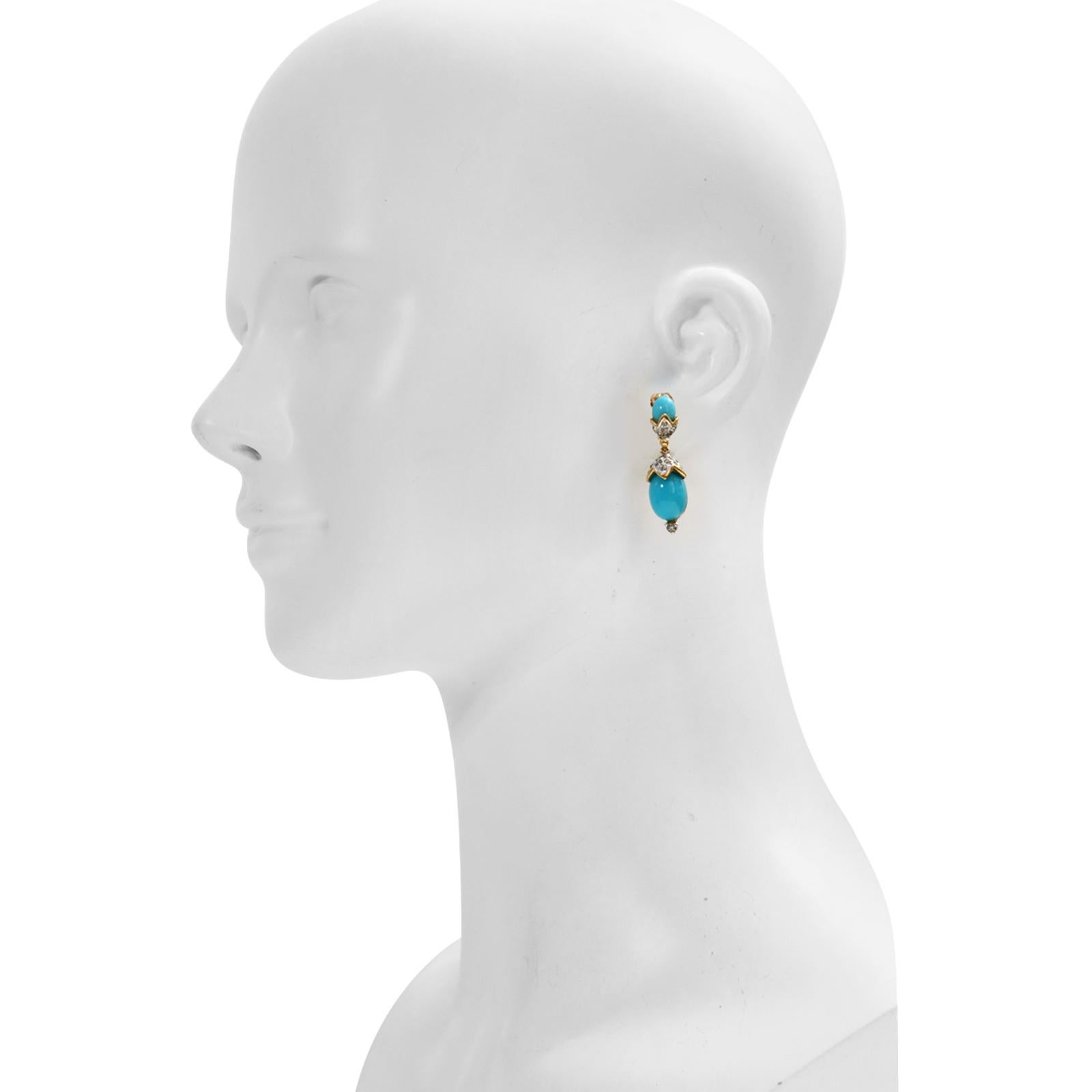 Vintage Panetta Faux Turquoise Dangling Earrings Circa 1980s For Sale 3