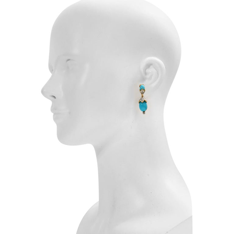 Vintage Panetta Faux Turquoise Dangling Earrings Circa 1980s For Sale 4