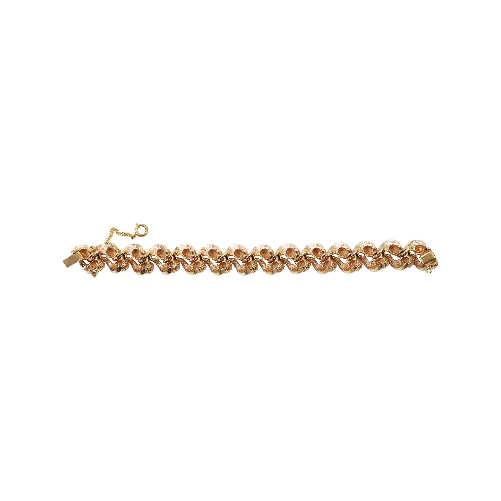 Vintage Panetta Gold Braided Bracelet with Clear Pave Stones Circa 1960s For Sale 2