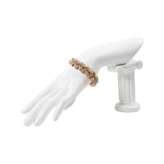 Vintage Panetta Gold geflochtenes Vintage-Armband mit klaren Pavé-Steinen, ca. 1960er Jahre