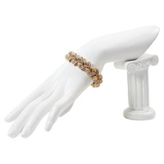 Vintage Panetta Gold Braided Bracelet with Clear Pave Stones Circa 1960s (Bracelet tressé en or avec des pierres claires pavées)