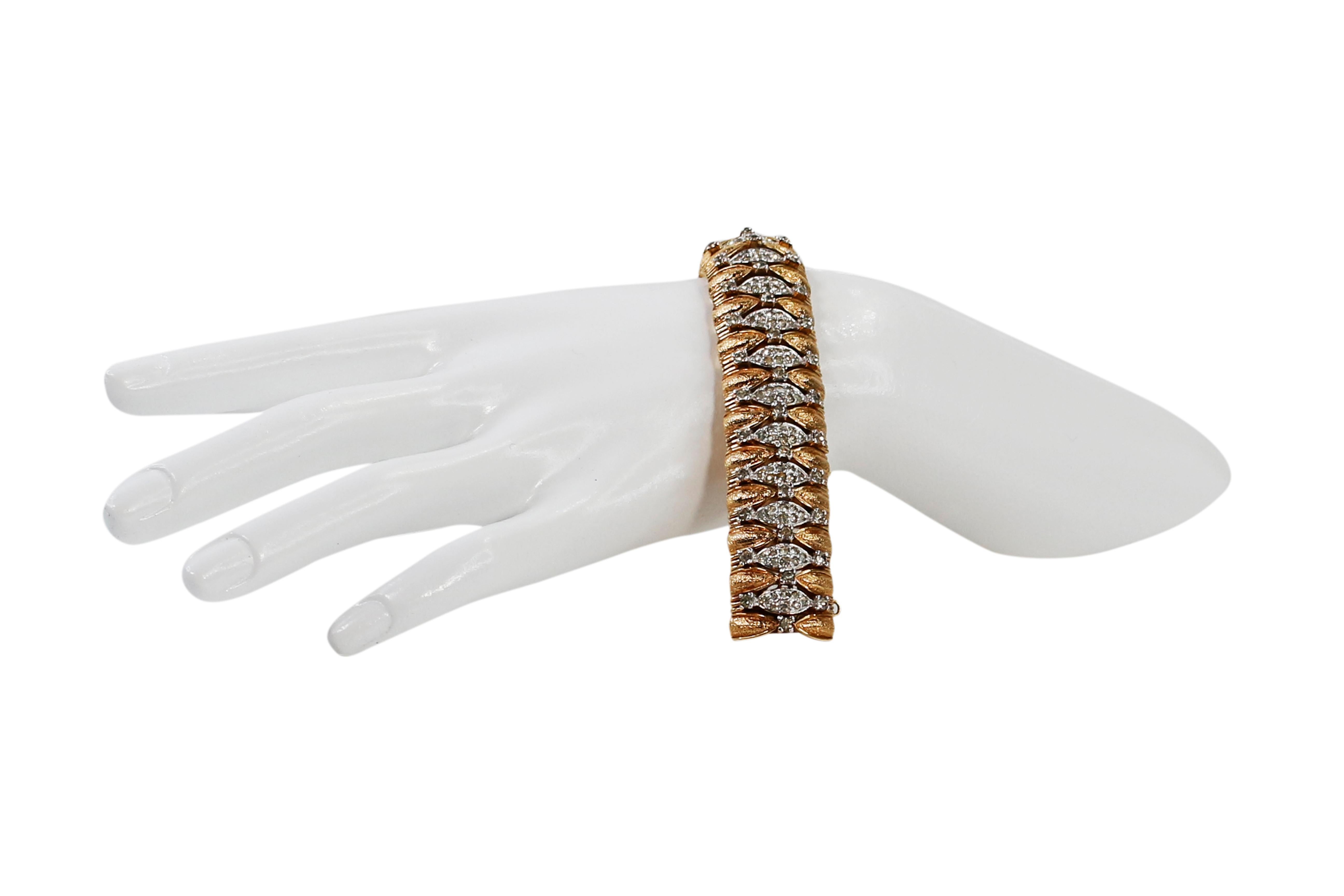 Vintage Panetta Gold Heavy Bracelet with Clear Pave Stones.  Made in the 1960's to feel like Fine Jewelry. This is really heavy and substantial and looks like fine.  Only you would be the wiser.  Looks and feels  like one of the fine houses from the