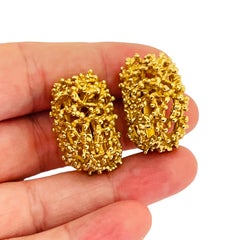 Vintage PANETTA gold modernist designer runway clip on earrings