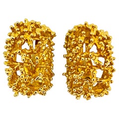 Vintage PANETTA gold modernist designer runway clip on earrings