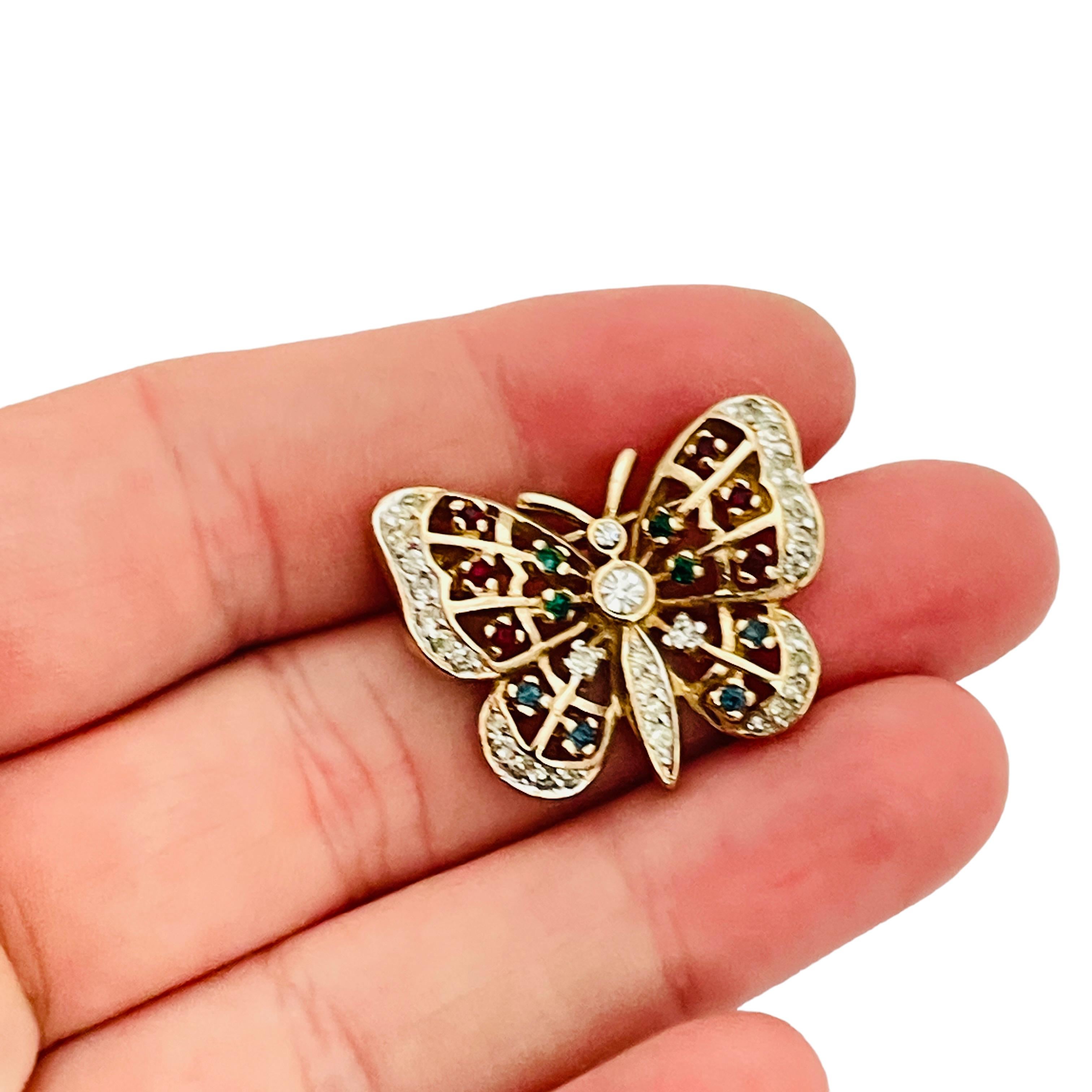 vintage rhinestone butterfly brooch