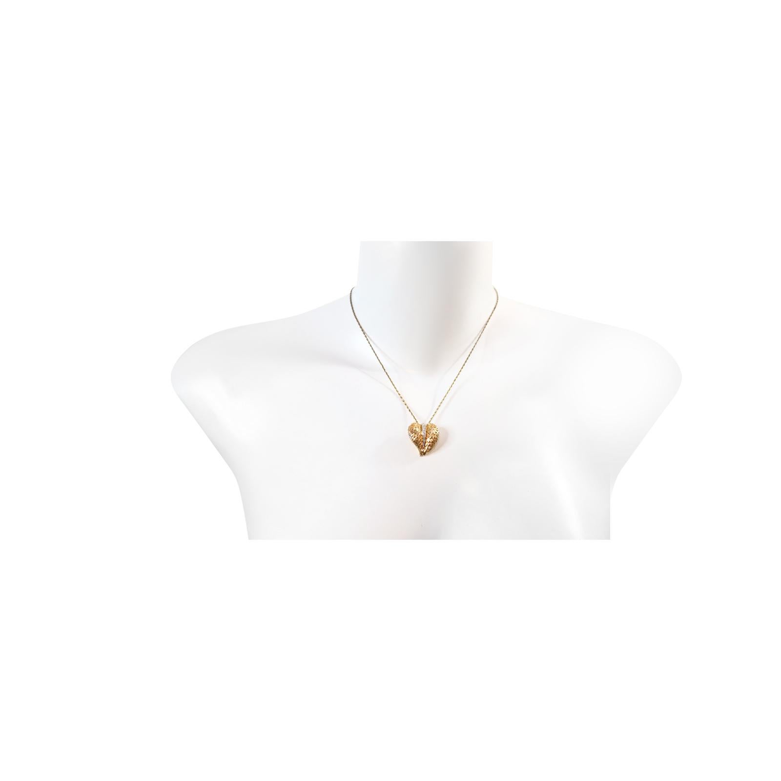 Modern Vintage Panetta Gold Tone Heart Necklace Circa 1960s For Sale