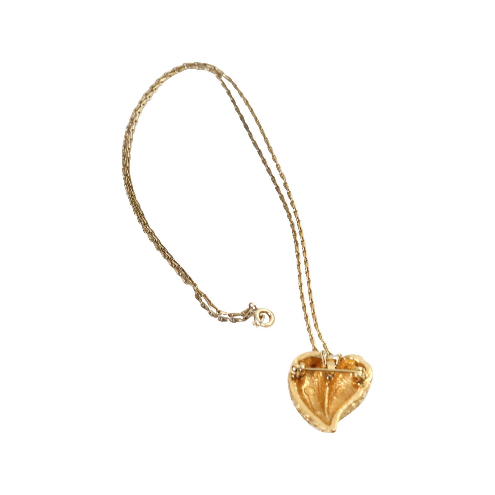 Vintage Panetta Gold Tone Heart Necklace Circa 1960s For Sale 2