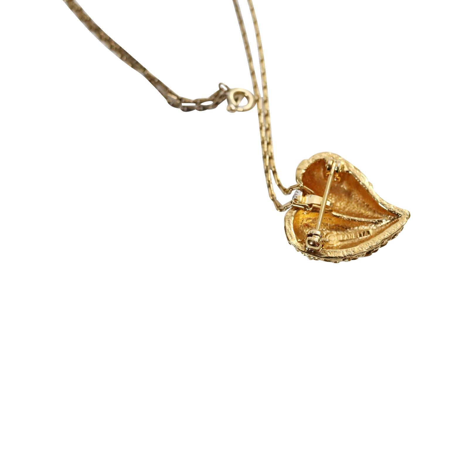 Vintage Panetta Gold Tone Heart Necklace Circa 1960s For Sale 3