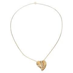 Vintage Panetta Gold Tone Heart Necklace Circa 1960s