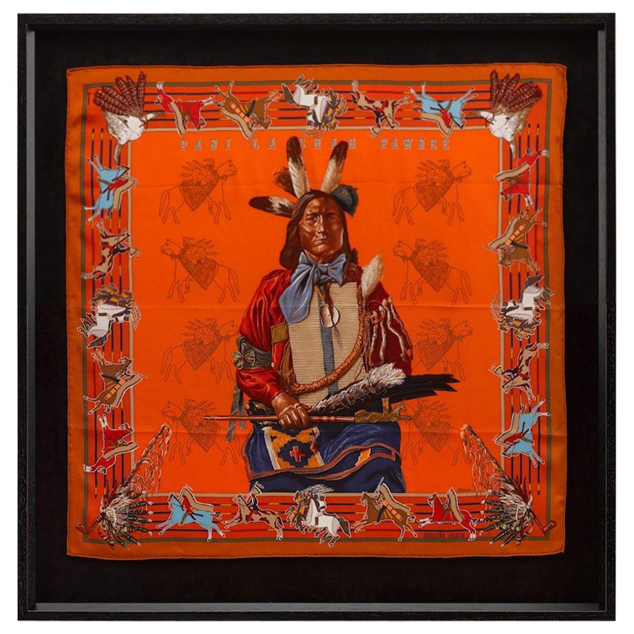 Hermès Silk Scarf, "Pani La Shar Pawnee" by Kermit Oliver in Orange at  1stDibs | pawnee and oliver, hermes indian chief scarf