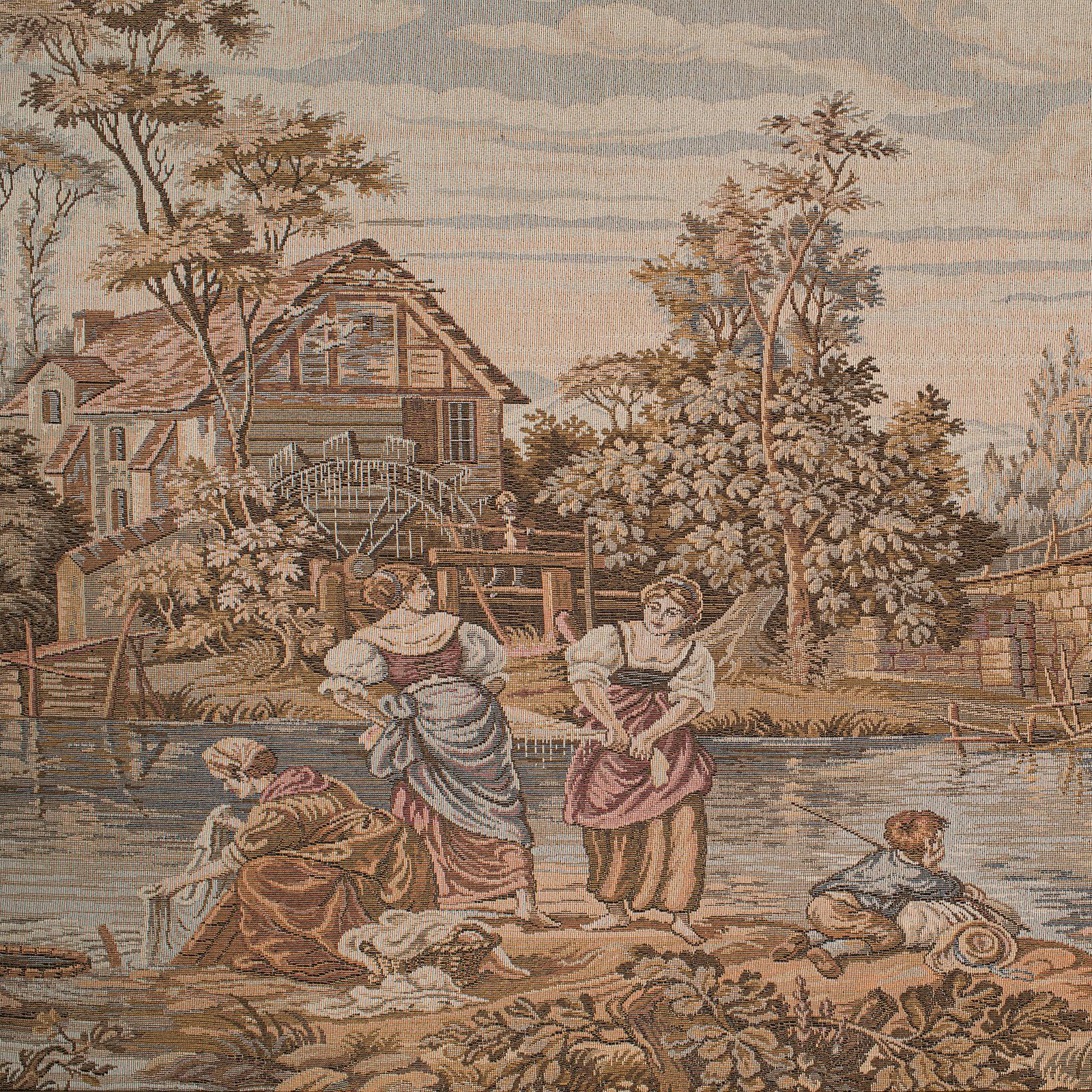 Textile Vintage Panoramic Tapestry, French, Needlepoint, Decorative Panel, Circa 1930 For Sale