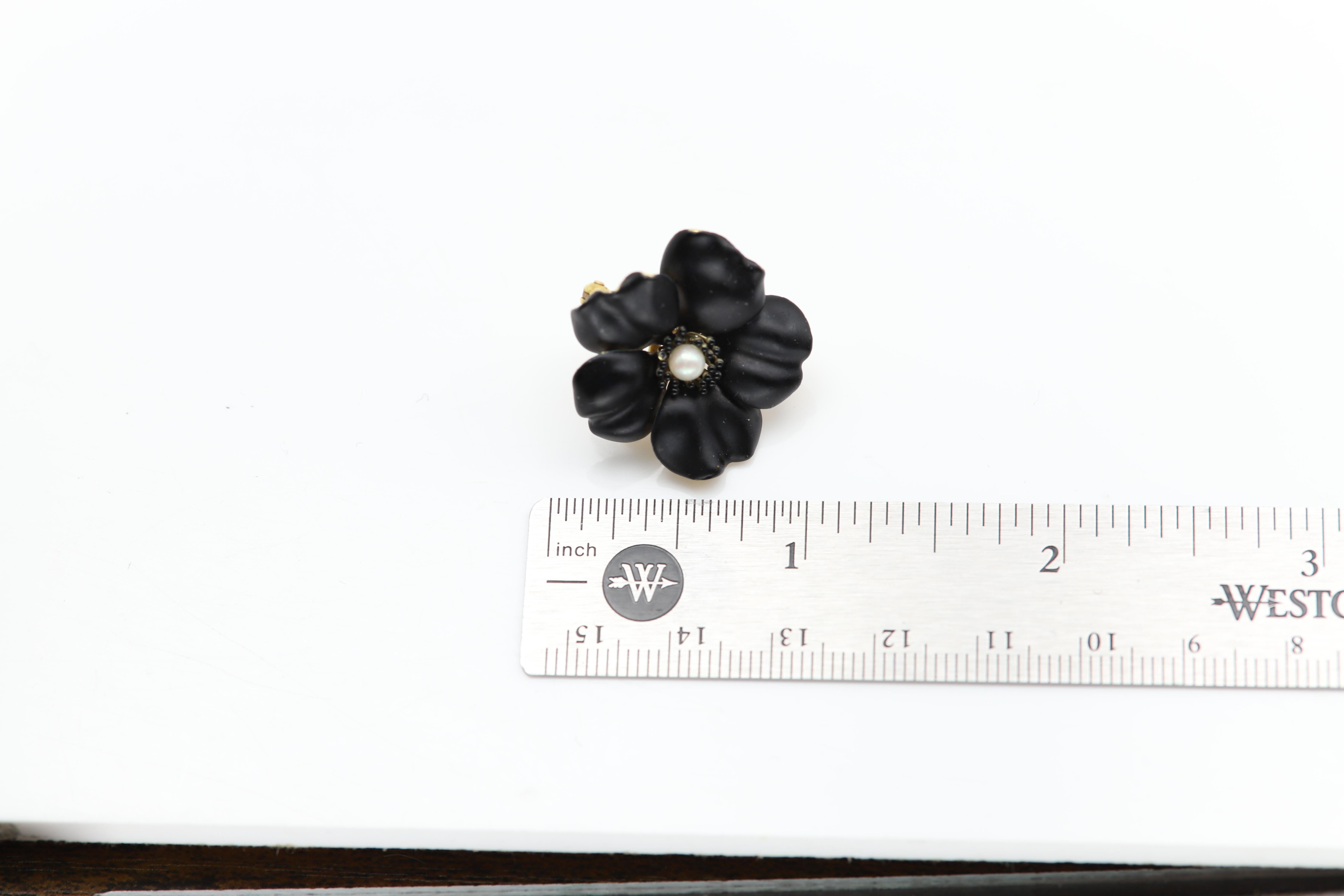 Vintage Pansy Art Nouveau Enamel Brooch circa early 1900's 14 Karat Black Pin For Sale 6