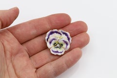 Vintage Pansy Art Nouveau Enamel Brooch circa late 1800's 14 Karat Brooch Pin