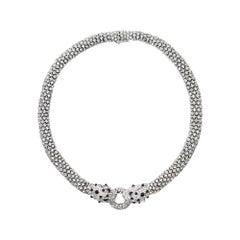 Vintage Panther Diamante Pave Necklace Circa 1980s