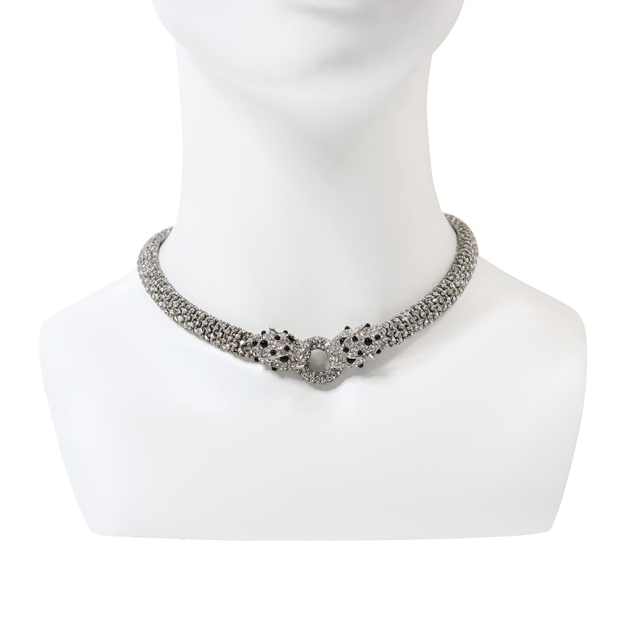 Collar Vintage Panther Diamante Pave Circa 1980s Moderno en venta