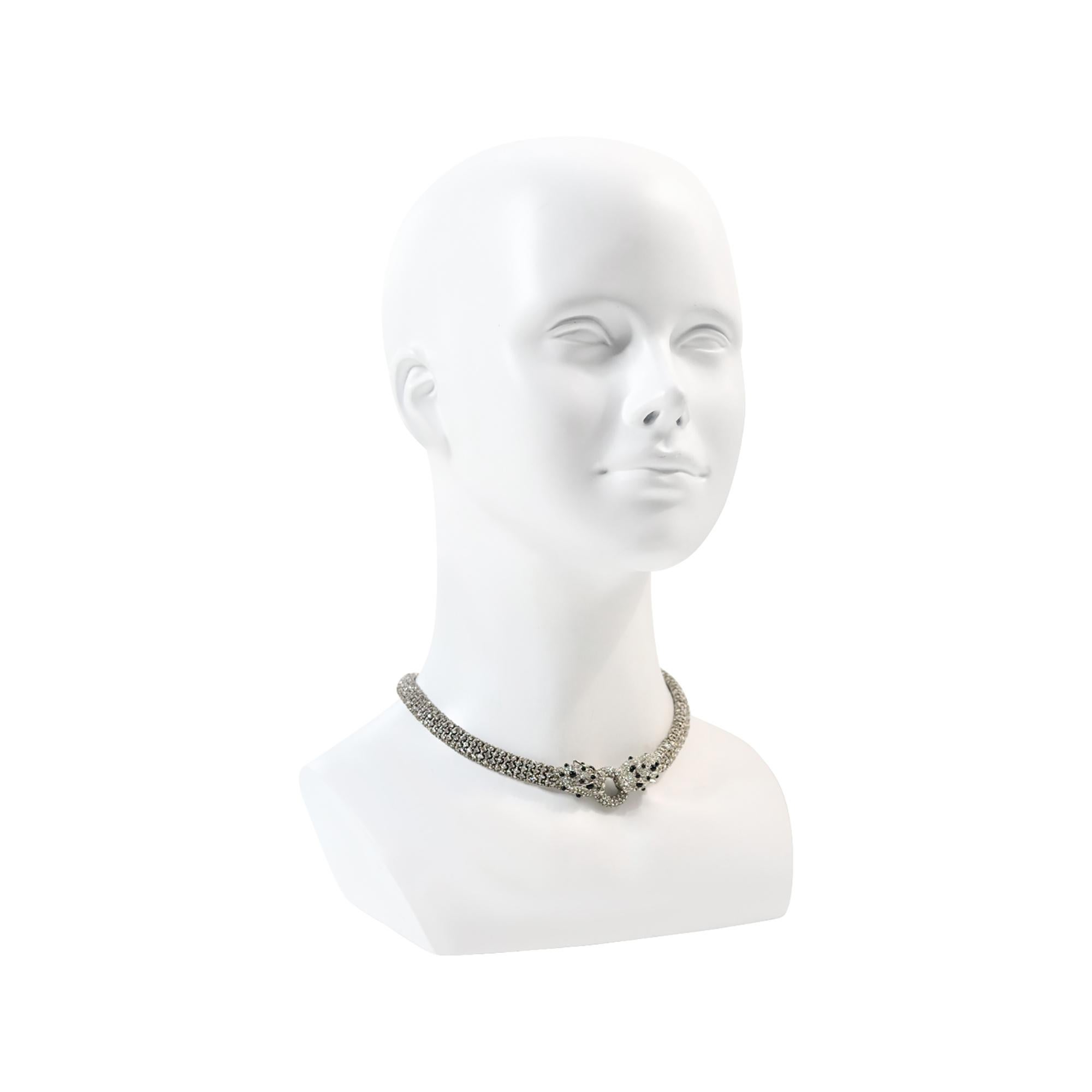 Collar Vintage Panther Diamante Pave Circa 1980s en venta 1