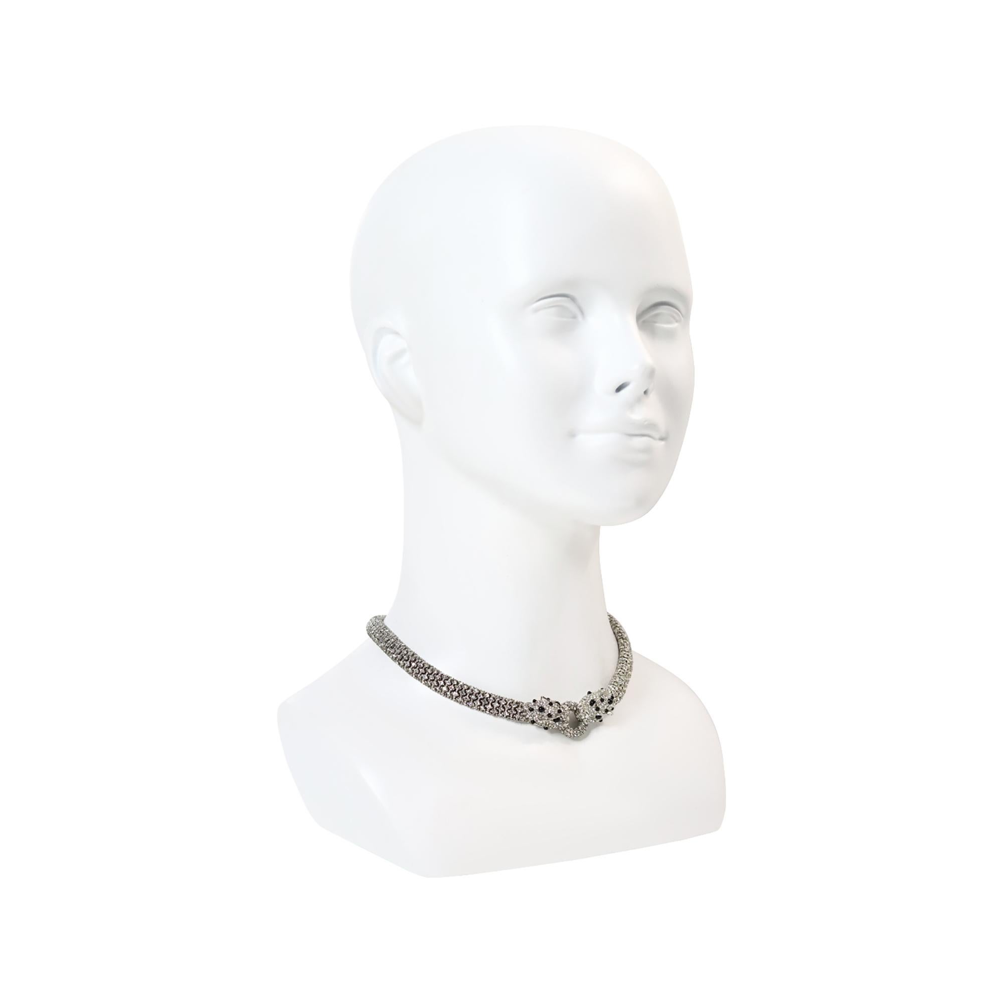 Collar Vintage Panther Diamante Pave Circa 1980s en venta 2