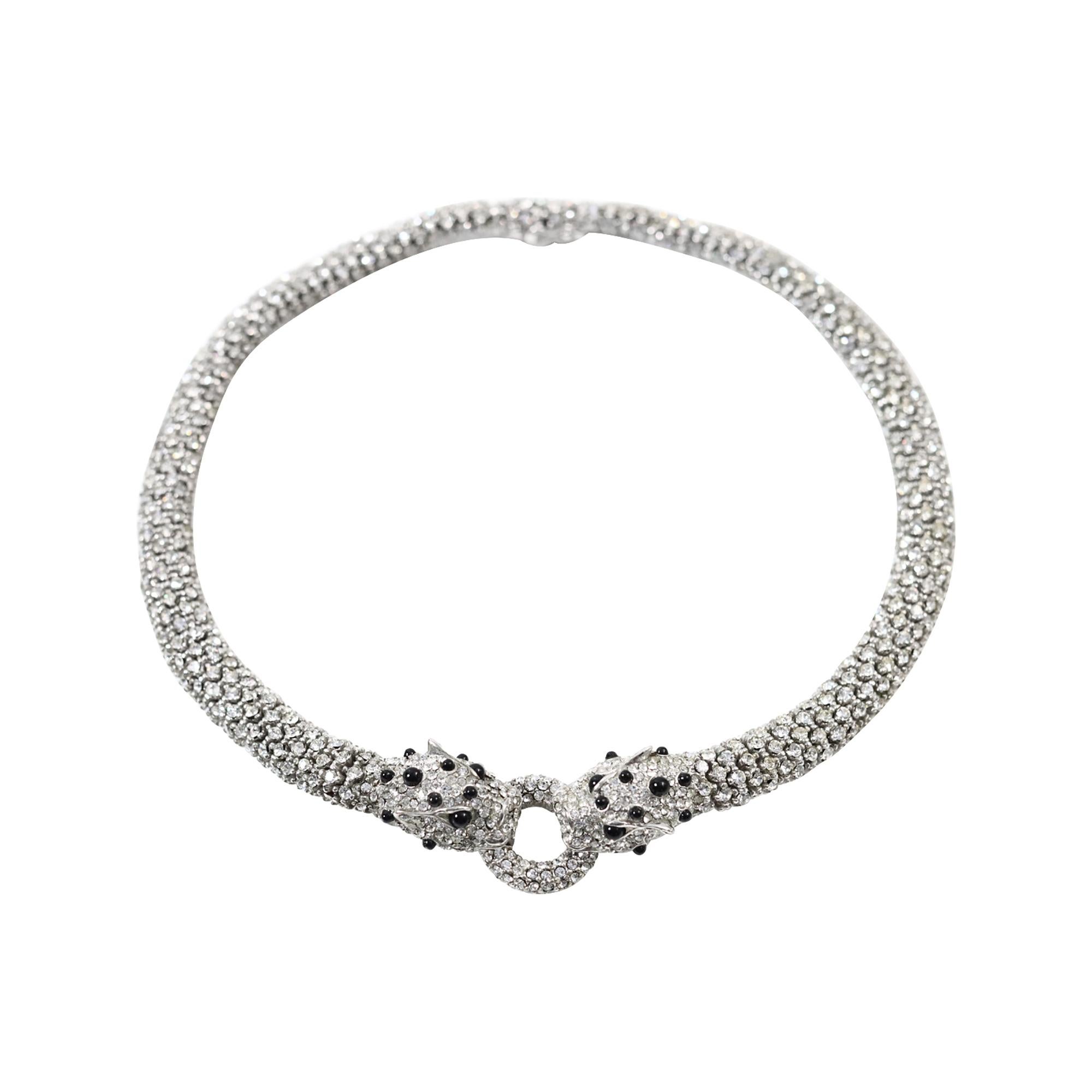 Collar Vintage Panther Diamante Pave Circa 1980s en venta 3