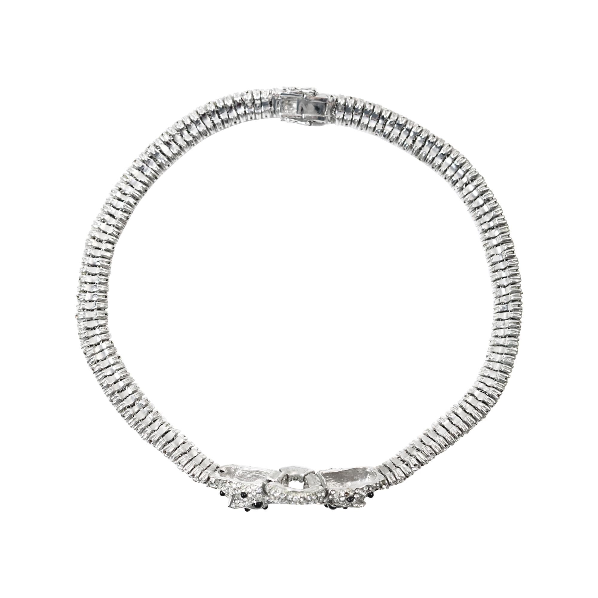 Collar Vintage Panther Diamante Pave Circa 1980s en venta 4