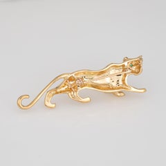 Vintage Panther Pendant 18k Yellow Gold Brooch Estate Fine Animal Jewelry