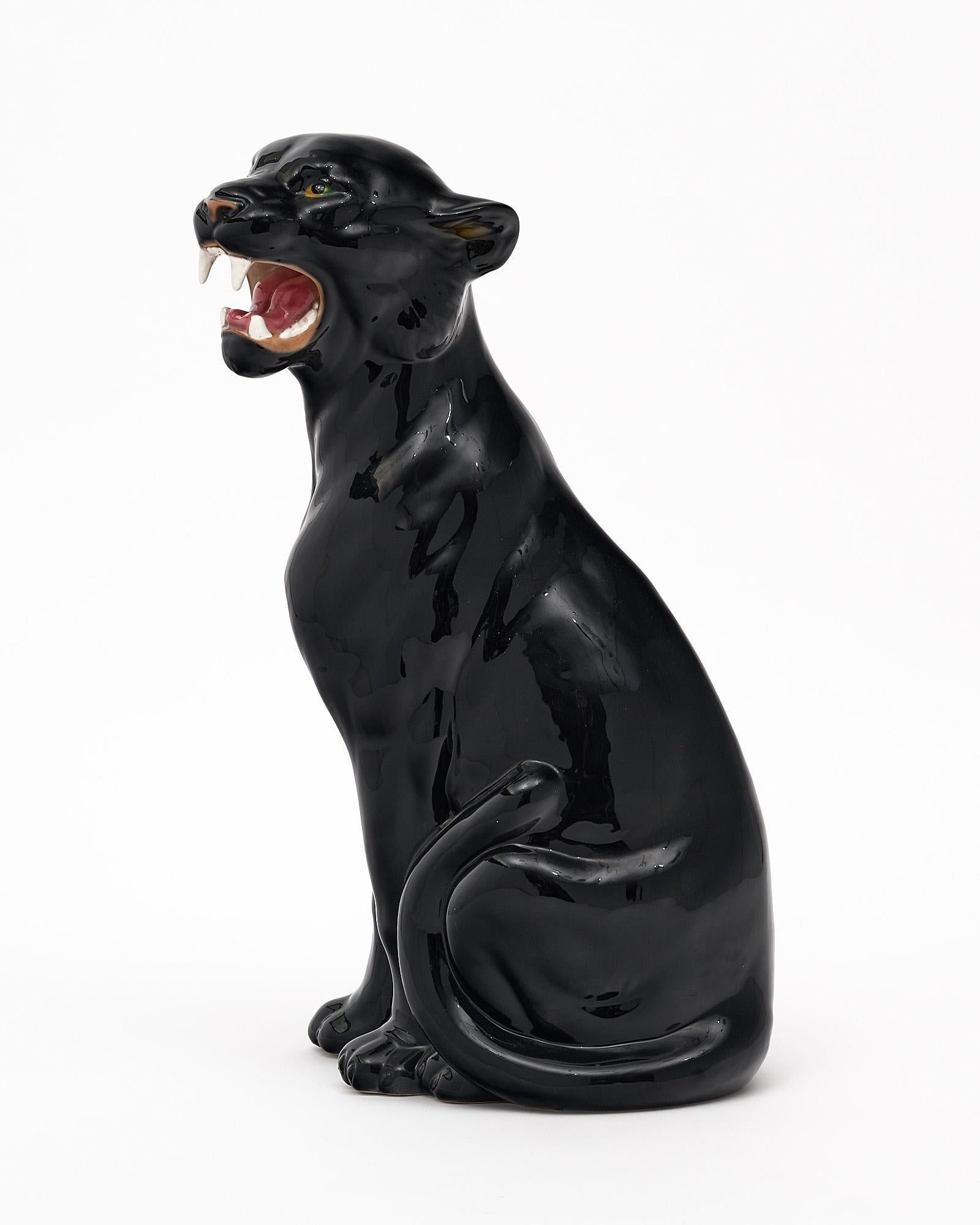 Ceramic Vintage Panther Sculpture