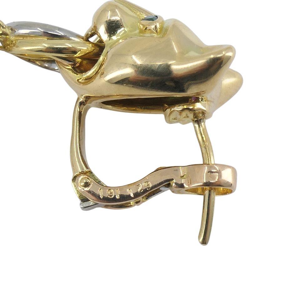 Vintage Panthère de Cartier 18k Gold Diamond Emerald Onyx Earrings For Sale 10