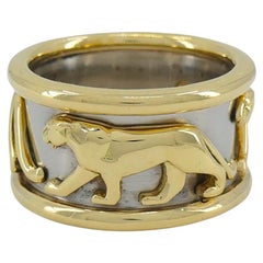 Vintage Panthère de Cartier 18k Gold Steel Ring