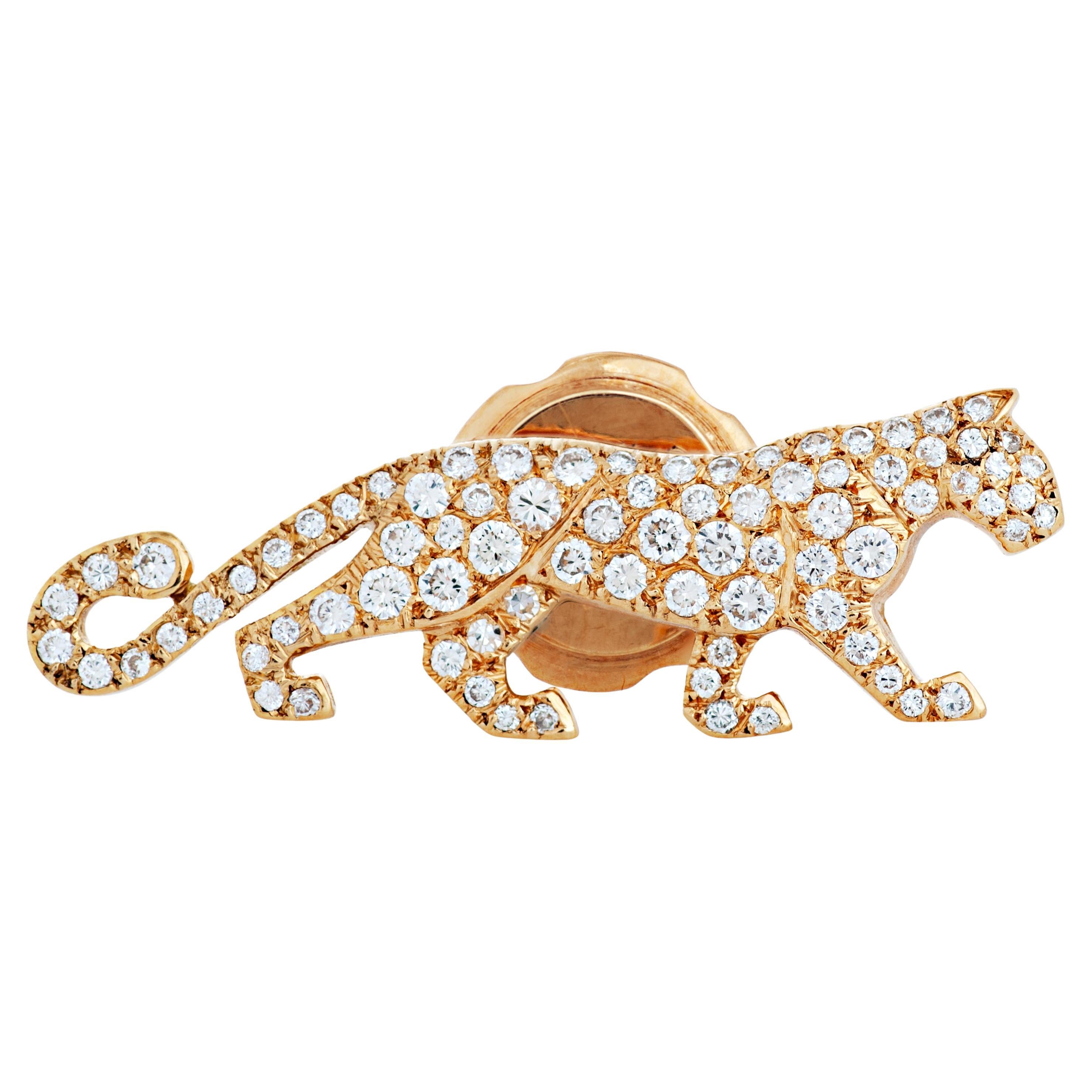 CARTIER Enamel Diamond Yellow Gold Flower Pin Brooch at 1stDibs