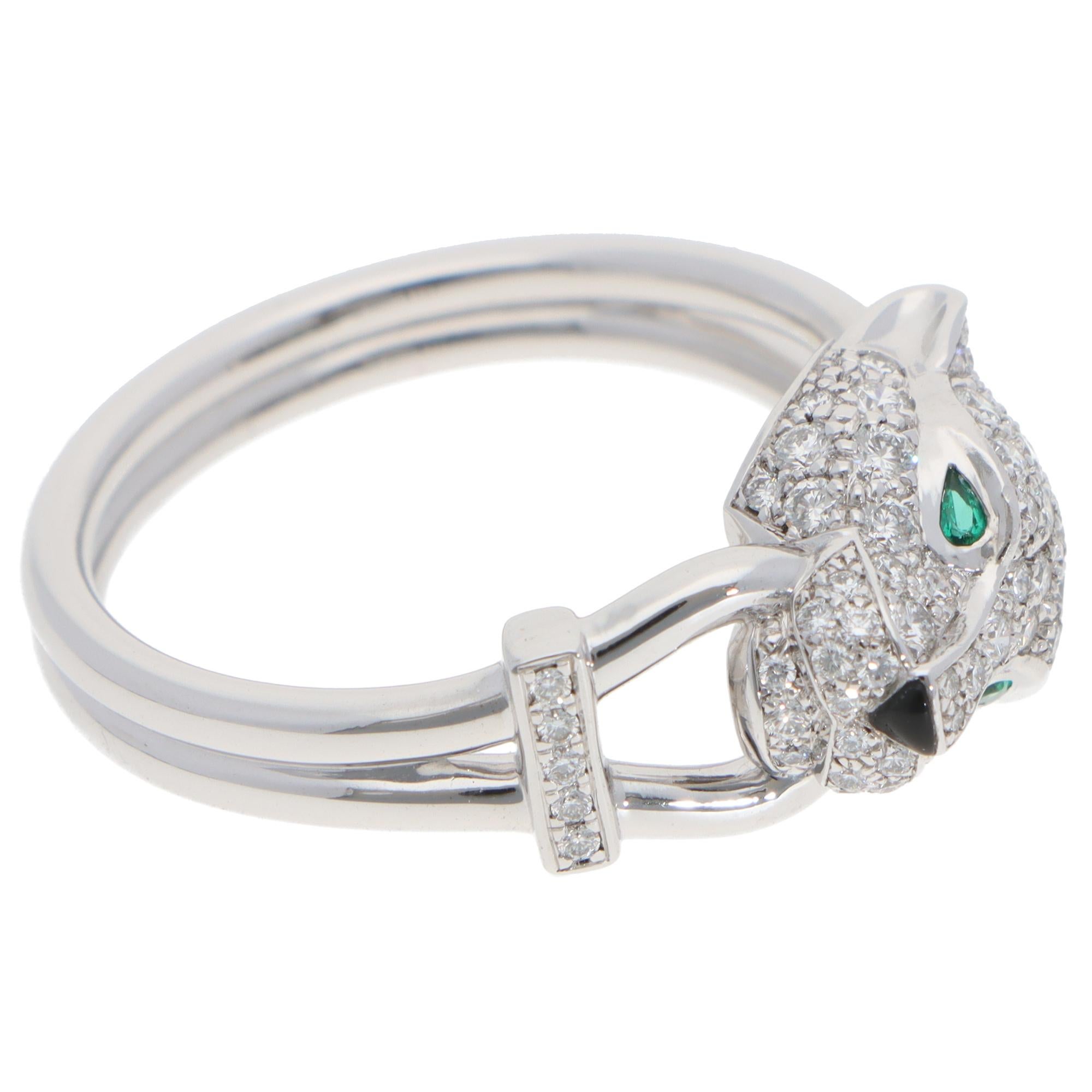 Modern Vintage Panthère de Cartier Diamond Ring in White Gold For Sale